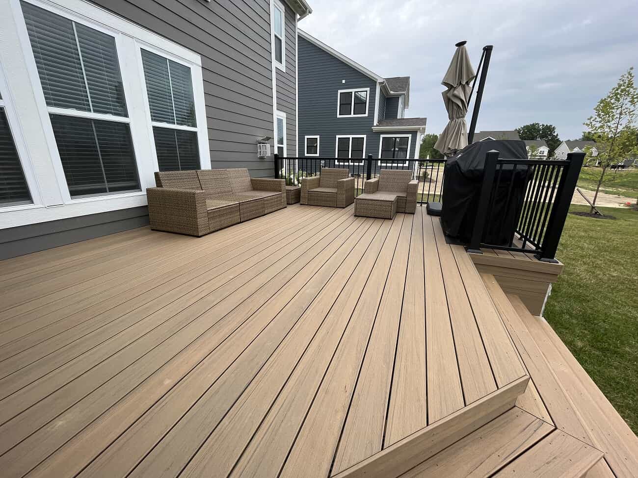 wood decking material with clean lines
